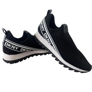 DKNY Slip On Sneakers Black Knit Logo Casual Comfort Shoes Women's